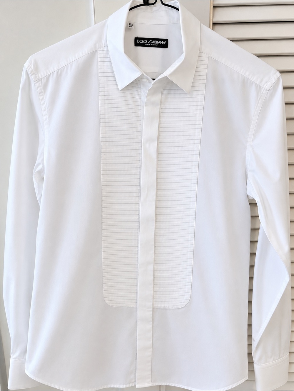 Dolce & Gabbana White Pleated Bib Front Dress Shirt